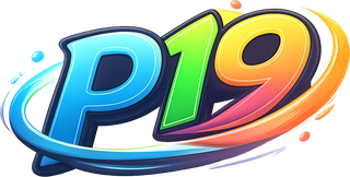 Logo p19 di latar gelap